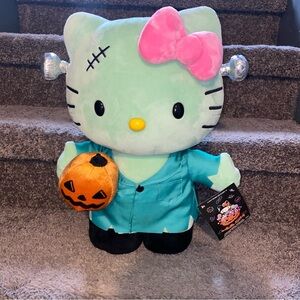NWT Green Hello Kitty Frankenstein Halloween Greeter